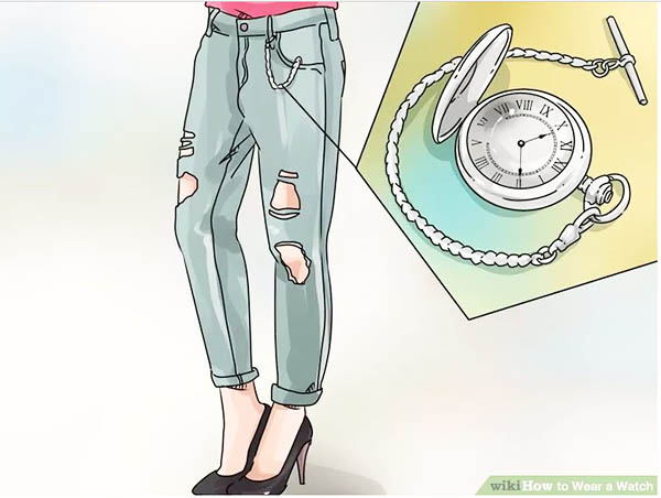 Đeo một chiếc đồng hồ bỏ túi với quần kaki hoặc quần jean