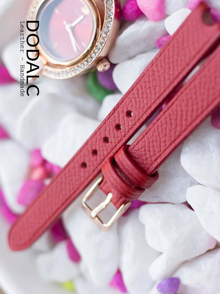 Dây da đồng hồ nữ handmade 031