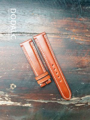 Dây da đồng hồ Handmade 042 da bò Veg Bangladesh màu Nâu